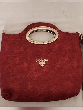POABA Wilabo OAR 1918 Burgundy Faux Leather Crossbody Top Handle Bag Tote